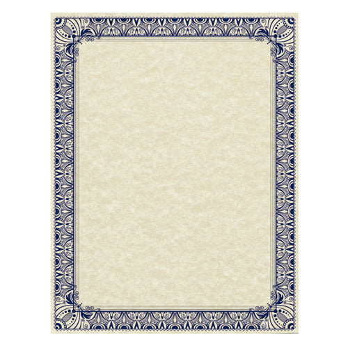Parchment Certificates, Retro, 8.5 x 11, Ivory with Blue/Silver Foil Border, 50/Pack-(SOU91352)