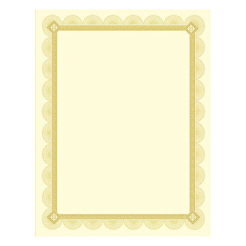 Premium Certificates, 8.5 x 11, Ivory/Gold with Spiro Gold Foil Border,15/Pack-(SOUCTP2V)