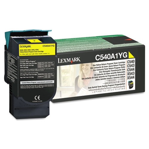 C540A1YG Return Program Toner, 1,000 Page-Yield, Yellow-(LEXC540A1YG)