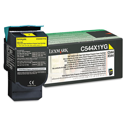 C544X1YG Return Program Extra High-Yield Toner, 4,000 Page-Yield, Yellow-(LEXC544X1YG)
