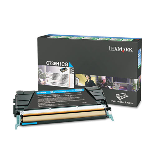 C736H1CG Return Program High-Yield Toner, 10,000 Page-Yield, Cyan-(LEXC736H1CG)