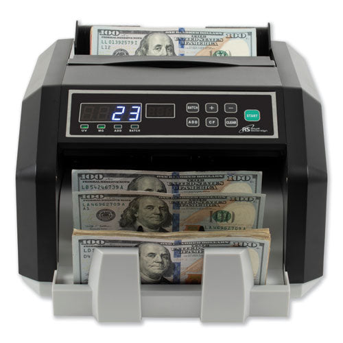Back Load Bill Counter with Counterfeit Detection, 1,400 Bills/min, 12.24 x 10.16 x 7.01, Black/Silver-(RSIRBCES200)