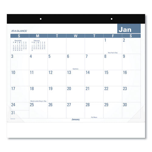 Easy-to-Read Monthly Desk Pad, 22 x 17, White/Blue Sheets, Black Binding, Clear Corners, 12-Month (Jan to Dec): 2023-(AAGSKLP2432)