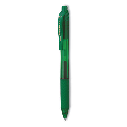 EnerGel-X Gel Pen, Retractable, Medium 0.7 mm, Green Ink, Green Barrel, Dozen-(PENBL107DDZ)