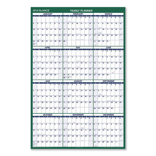 Vertical Erasable Wall Planner, 32 x 48, White/Green Sheets, 12-Month (Jan to Dec): 2023-(AAGPM31028)