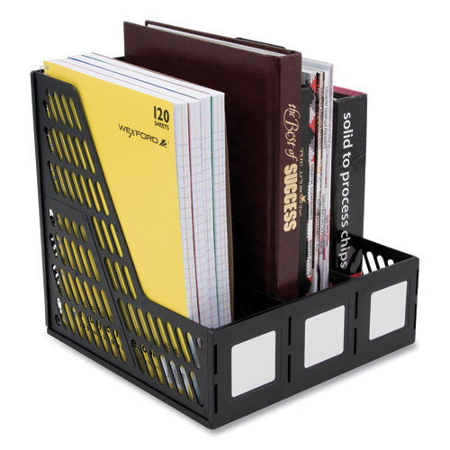Literature File, Three Slots, 10 x 10 x 10.25, Black-(AVT34091)