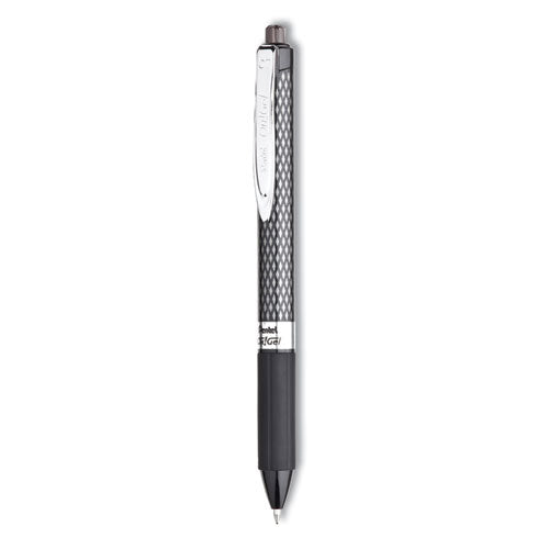 Oh! Gel Pen, Retractable, Medium 0.7 mm, Black Ink, Black Barrel, Dozen-(PENK497A)