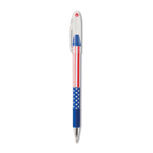 R.S.V.P. Stars and Stripes Ballpoint Pen, Stick, Fine 0.7 mm, Black Ink, Red/White/Blue Barrel, Dozen-(PENBK90USAA)