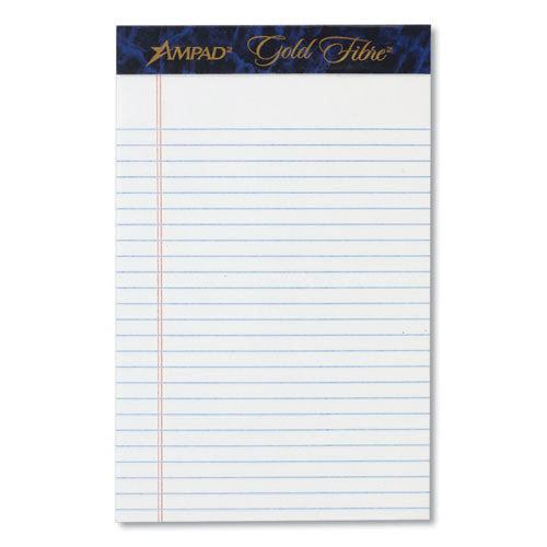 Ruled Writing Pad, Wide/Legal Rule, 50 White 5 x 8 Sheets, Dozen-(TOP20057)