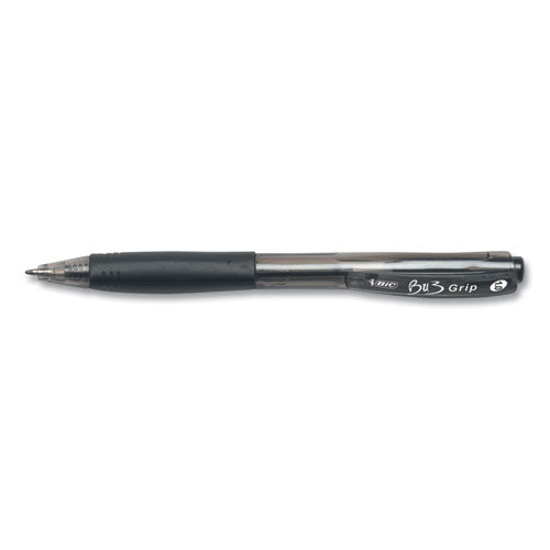 BU3 Ballpoint Pen, Retractable, Medium 1 mm, Black Ink, Black Barrel, 18/Pack-(BICBU3P18BLK)
