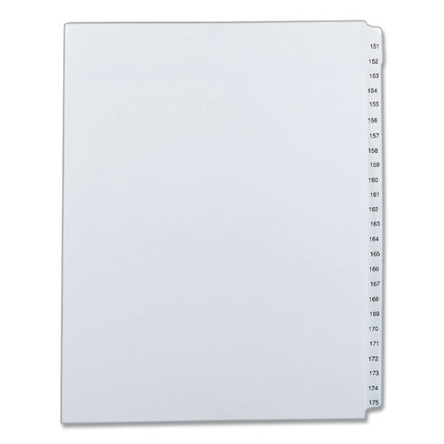 Preprinted Legal Exhibit Side Tab Index Dividers, Allstate Style, 25-Tab, 151 to 175, 11 x 8.5, White, 1 Set-(AVE82189)