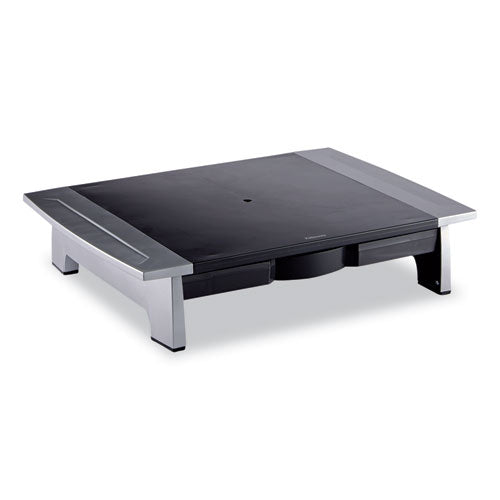 Office Suites Standard Monitor Riser, For 21" Monitors, 19.78" x 14.06" x 4" to 6.5", Black/Silver, Supports 80 lbs-(FEL8031101)