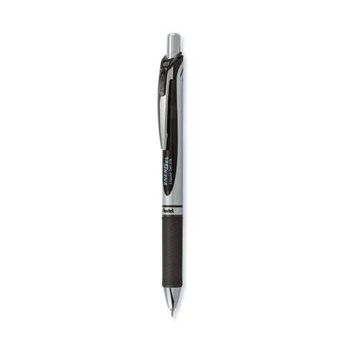 EnerGel RTX Gel Pen, Retractable, Extra-Fine 0.3 mm, Black Ink, Black/Silver Barrel, Dozen-(PENBLN73A)