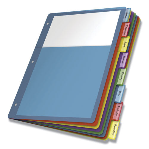 Poly 1-Pocket Index Dividers, 8-Tab, 11 x 8.5, Assorted-(CRD84017)