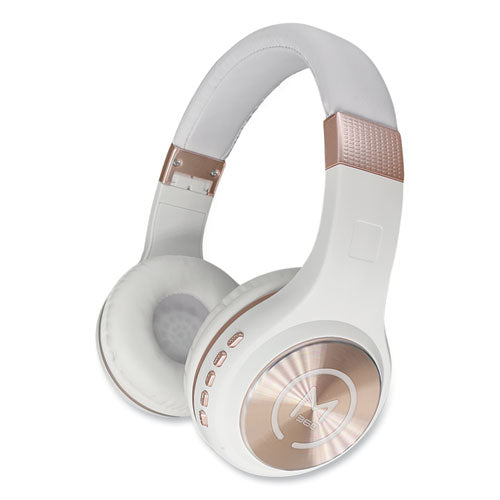 SERENITY Stereo Wireless Headphones with Microphone, 3 ft Cord, White/Rose Gold-(MHSHP5500R)