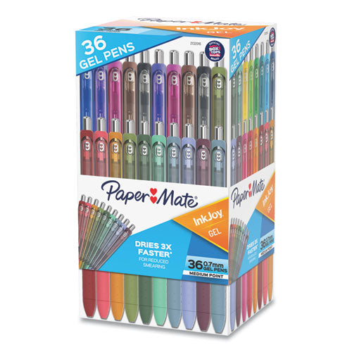 InkJoy Gel Pen, Retractable, Medium 0.7 mm, Assorted Ink and Barrel Colors, 36/Pack-(PAP2132016)