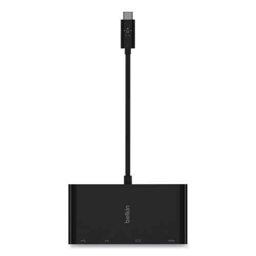 USB-C Multimedia Adapter, HDMI/Ethernet/USB-A/USB-C/VGA, 4.33", Black-(BLKAVC005BKBL)