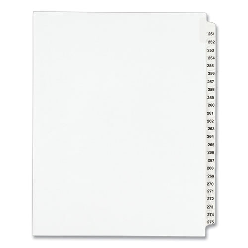 Preprinted Legal Exhibit Side Tab Index Dividers, Avery Style, 25-Tab, 251 to 275, 11 x 8.5, White, 1 Set, (1340)-(AVE01340)