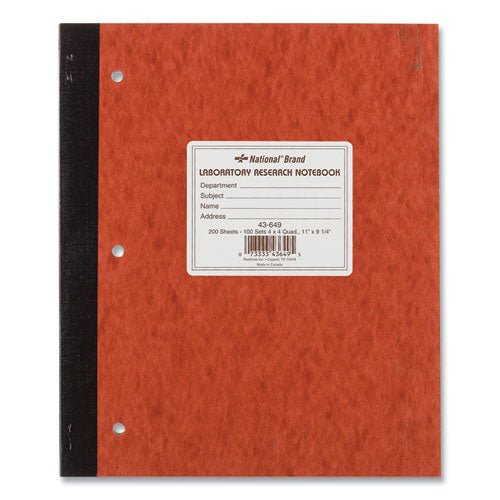Duplicate Laboratory Notebooks, Stitched Binding, Quadrille Rule (4 sq/in), Brown Cover, (200) 11 x 9.25 Sheets-(RED43649)