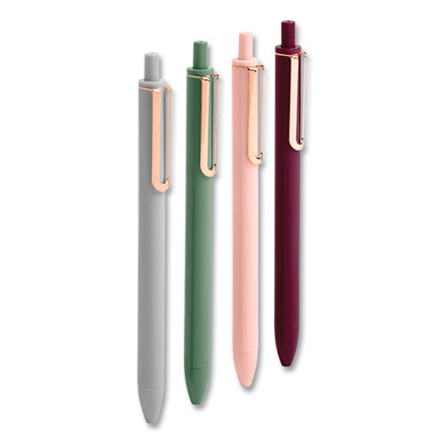 Luxe Gel Pen, Retractable, Fine 0.7 mm, Black Ink, Assorted Barrel Colors, 4/Pack-(PPJ105391)