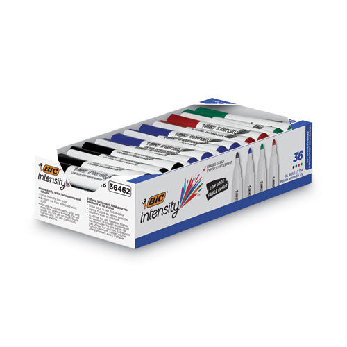 Intensity Low Odor Fine Point Dry Erase Marker Value Pack, Fine XL Bullet Tip, Assorted Colors, 36/Set-(BICGDEM36AST)
