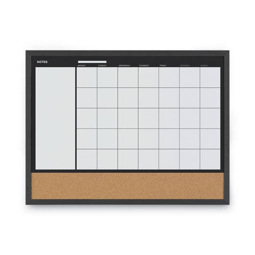 3-In-1 Combo Planner, 24.21 x 17.72, White Surface, Black MDF Frame-(BVCMX04511161)