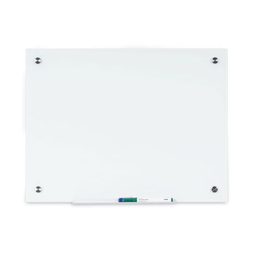 Magnetic Glass Dry Erase Board, 98 x 52, Opaque White Surface-(BVCGL250101)