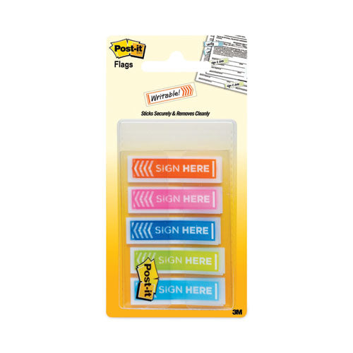 Arrow Message 0.5" Page Flags, Five Assorted Bright Colors, 20 Flags/Dispenser, 5 Dispensers/Pack-(MMM684SHOPBLA)
