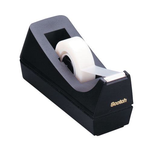 Desktop Tape Dispenser, Weighted Non-Skid Base, 1" Core, Black-(MMMC38BK)