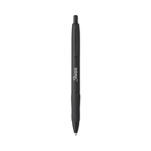 S-Gel Premium Metal Barrel Gel Pen, Retractable, Medium 0.7 mm, Black Ink, Black Barrel, Dozen-(SAN2153580)