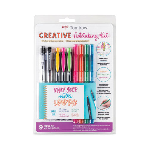 Creative Notetaking Kit, 0.7mm Ballpoint Pen, 0.5mm HB Pencil, (4) Bullet/Chisel Tip Markers,(3) Chisel/Fine Tip Highlighters-(TOM56301)