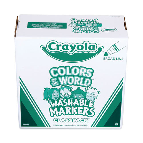 Colors of the World Washable Markers Classpack, Broad Bullet Tip, Assorted Colors, 240/Pack-(CYO588228)