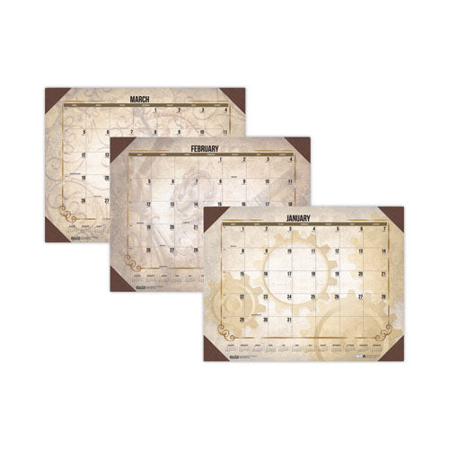 Recycled Vintage Desk Pad Calendar, Vintage Artwork, 22 x 17, Sepia Sheets, Brown Corners, 12-Month (Jan-Dec) 2023-(HOD157)