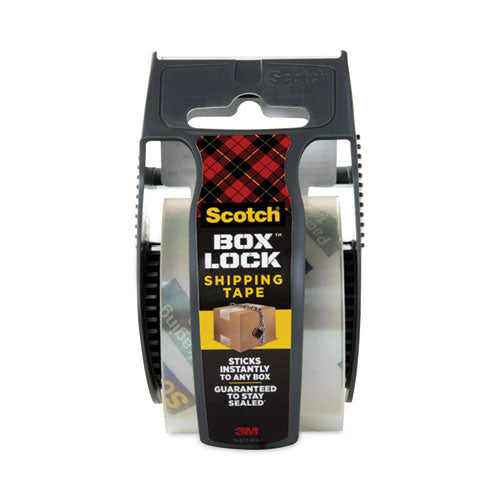 Box Lock Shipping Packaging Tape with Dispenser, 1.5" Core, 1.88" x 22.2 yds, Clear-(MMM195)