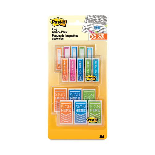 Flags Combo Pack, 0.5" and 1", Assorted Bright Colors, 320/Pack-(MMM680SH4VAOTG)