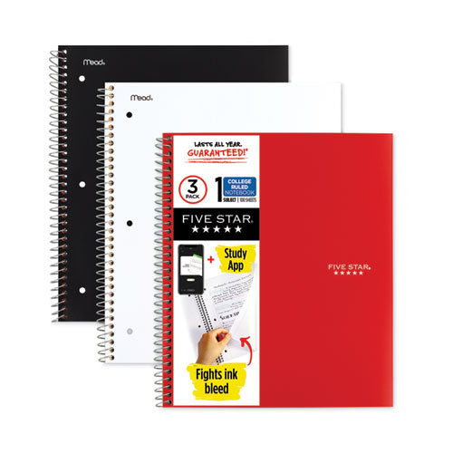 Wirebound Notebook, 1-Subject, Medium/College Rule, Randomly Assorted Cover Color, (100) 11 x 8.5 Sheets, 3/Pack-(MEA73055)