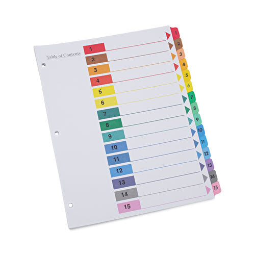 Deluxe Table of Contents Dividers for Printers, 15-Tab, 1 to 15 Table Of Contents, 11 x 8.5, White, 6 Sets-(UNV24808)