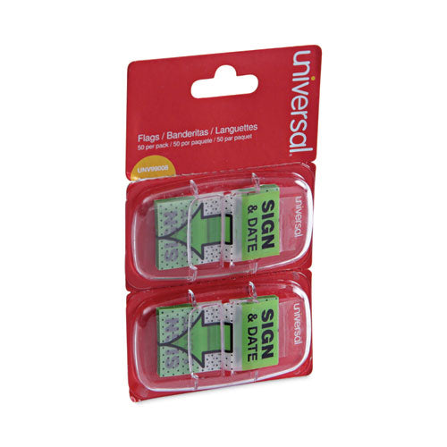 Deluxe Message Arrow Flags, "Sign and Date", Green, 100/Pack-(UNV99008)