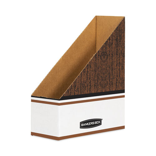 Corrugated Cardboard Magazine File, 4 x 11 x 12.25, Wood Grain, 12/Carton-(FEL07224)