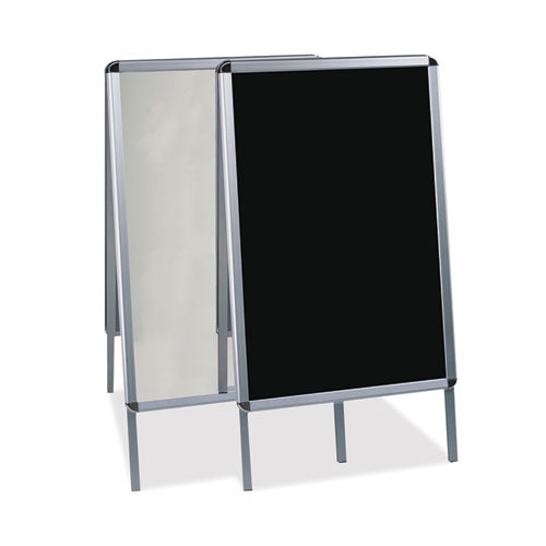 Wet Erase Board, Double Sided, 23 x 33, 42" Tall, Black Surface, Silver Aluminum Frame-(BVCDKT30505072)