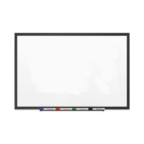 Classic Series Porcelain Magnetic Dry Erase Board, 96 x 48, White Surface, Black Aluminum Frame-(QRT2548B)