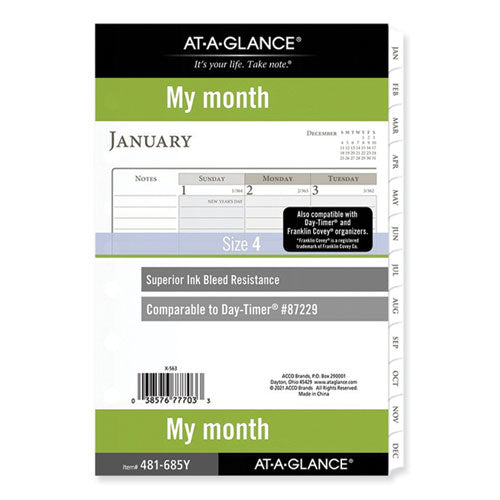 My Month Loose-Leaf Monthly Planner Refill, Desk Size 4, 8.5 x 5.5, Brown/White Sheets, 12-Month (Jan to Dec): 2023-(AAG481685Y23)