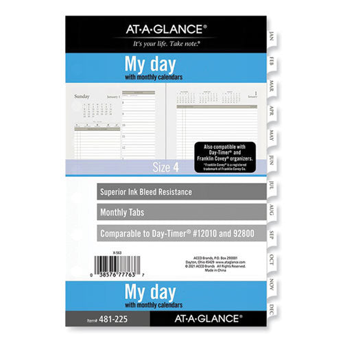 My Day Daily/Monthly Planner Refill, Desk Size 4, 8.5 x 5.5, Brown/White Sheets, 12-Month (Jan to Dec): 2023-(AAG48122523)
