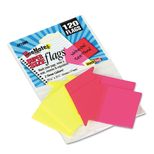 SeeNotes Transparent-Film Arrow Page Flags, Neon Assorted, 60/Pad, 2 Pads-(RTG21095)