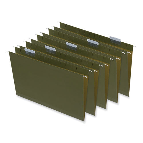 Box Bottom Hanging File Folders, 2" Capacity, Legal Size, 1/5-Cut Tabs, Standard Green, 25/Box-(UNV14152)