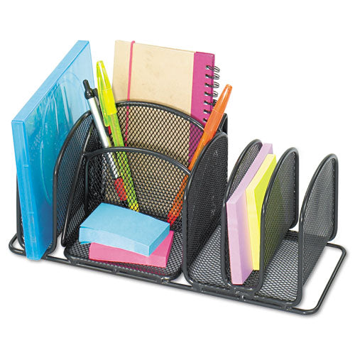 Deluxe Organizer, 6 Compartments, Steel, 12.5 x 5.25 x 5.25, Black-(SAF3251BL)