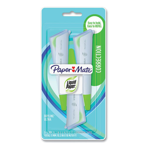DryLine Ultra Correction Tape Pen, Refillable, Asst Color Applicators, 0.2" x 235", 3/Pack-(PAP1818799)
