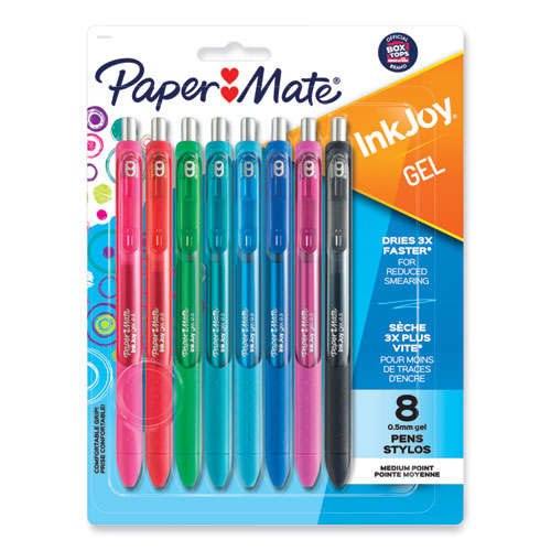 InkJoy Gel Pen, Retractable, Fine 0.5 mm, Assorted Ink and Barrel Colors, 8/Pack-(PAP1968614)