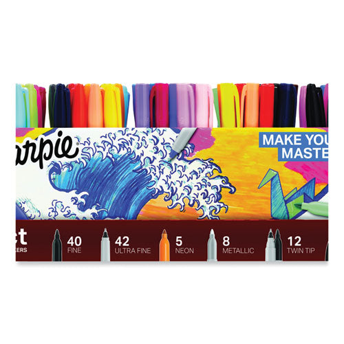 Permanent Markers Ultimate Collection Value Pack, Assorted Tip Sizes/Types, Assorted Colors, 115/Set-(SAN1983255)