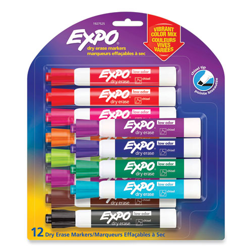Low Odor Dry Erase Vibrant Color Markers, Broad Chisel Tip, Assorted Colors, 16/Set-(SAN1927526)